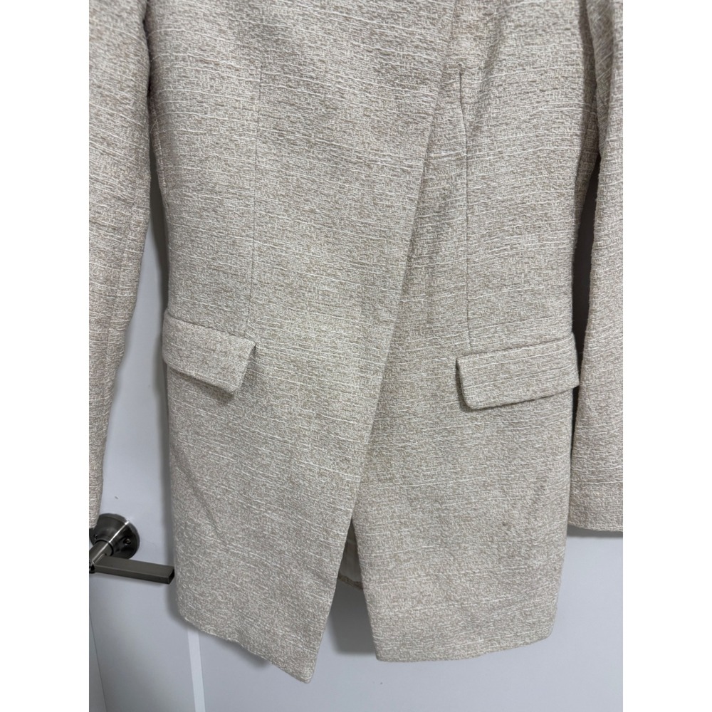 Zara Basic Collection Beige Textured Collarless D… - image 6